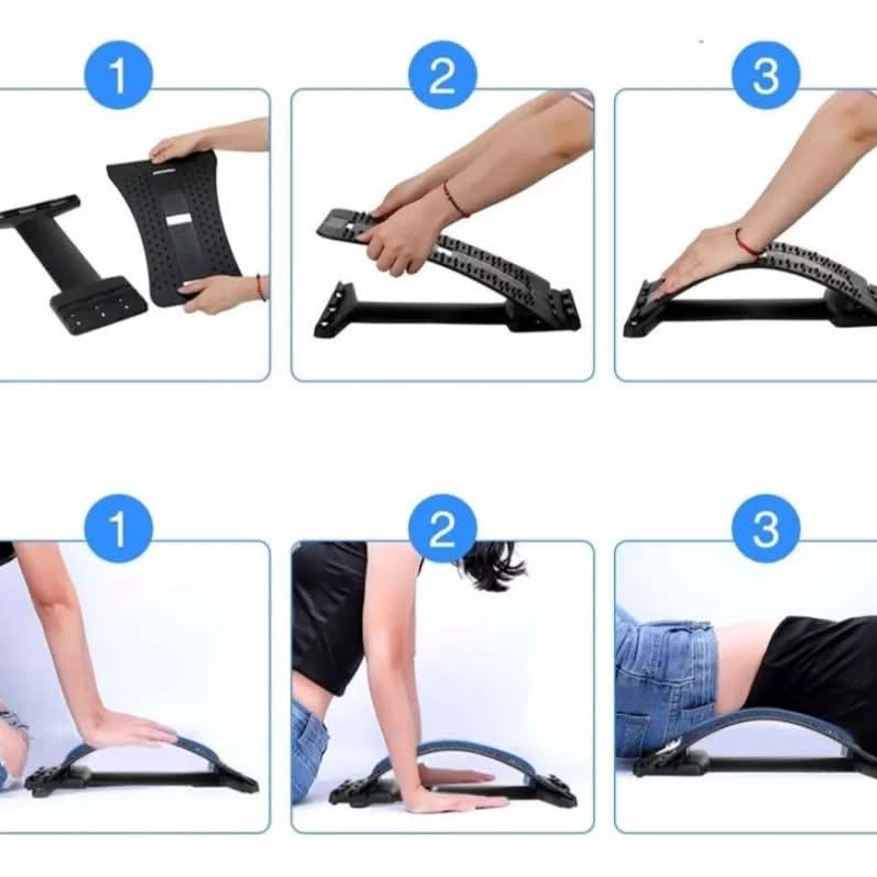 Step-by-step assembly and use of a back stretcher device