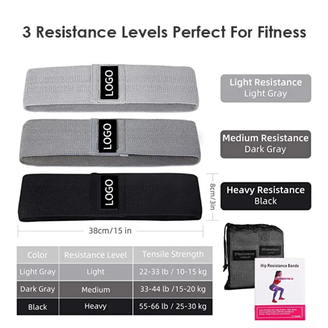 Fabric mini loop resistance bands grey