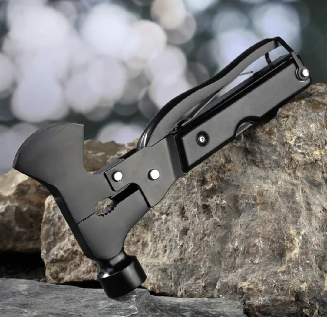 14 in 1 camping multitool with axe hammer and knife for outdoor survival