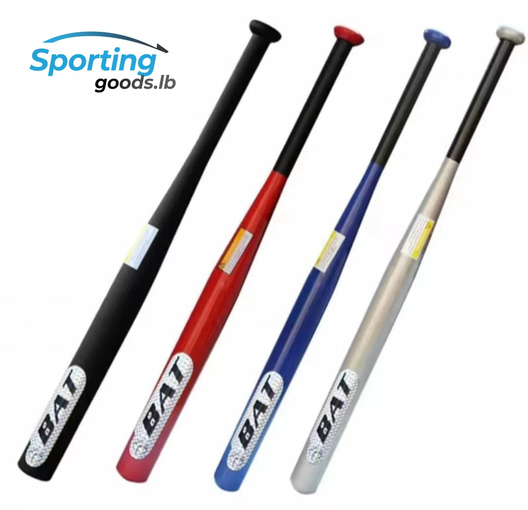Four baseball bats in different colors with 'BAT' branding on a white background