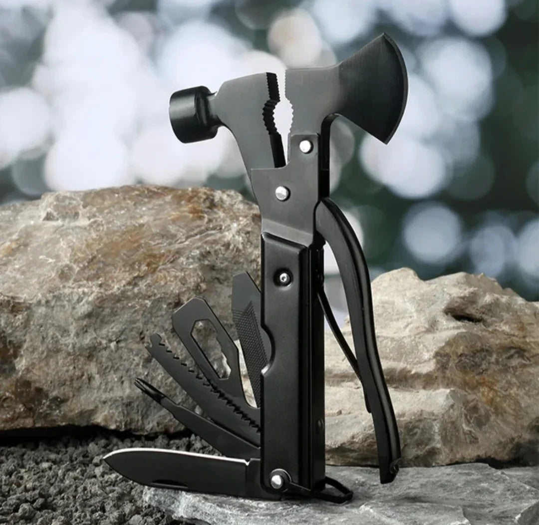 14 in 1 camping multitool with pliers axe hammer and knife
