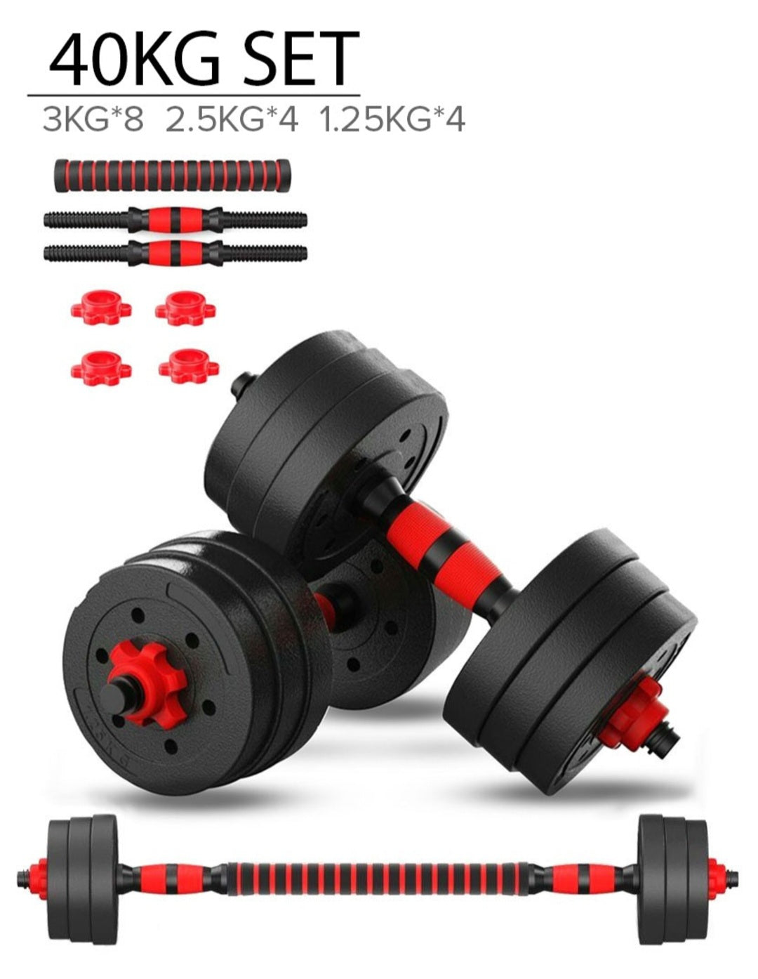 40kg-adjustable-dumbbells , cement filling