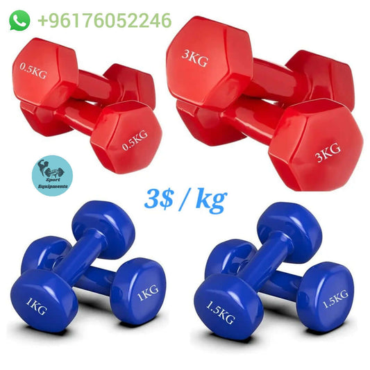 Vinyl coated dumbbells of low weights