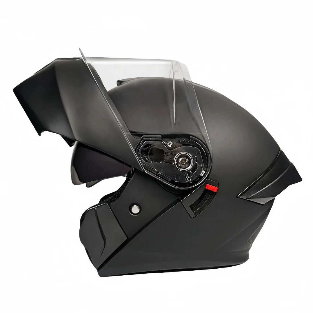 Full black flip up moto helmet