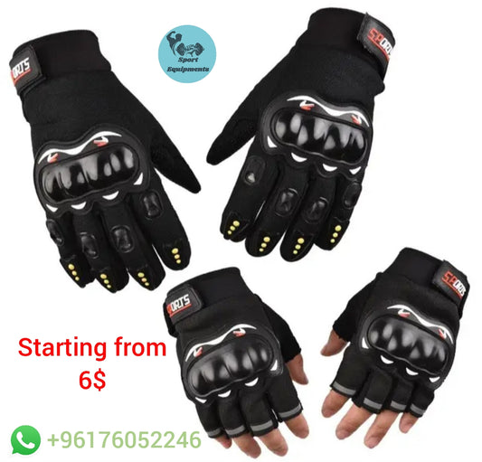 Full fingers Black gloves with protective padding