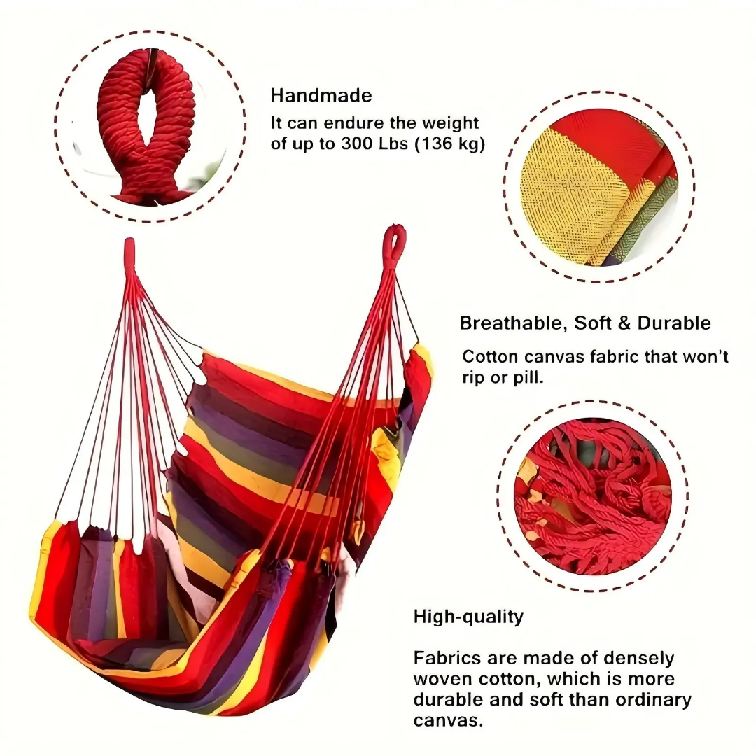 Hanging hammock chair with cushions