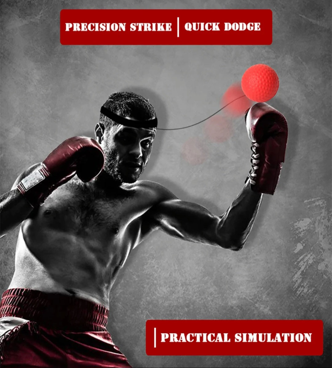Boxing reflex ball attached to head for speed and reaction improvment