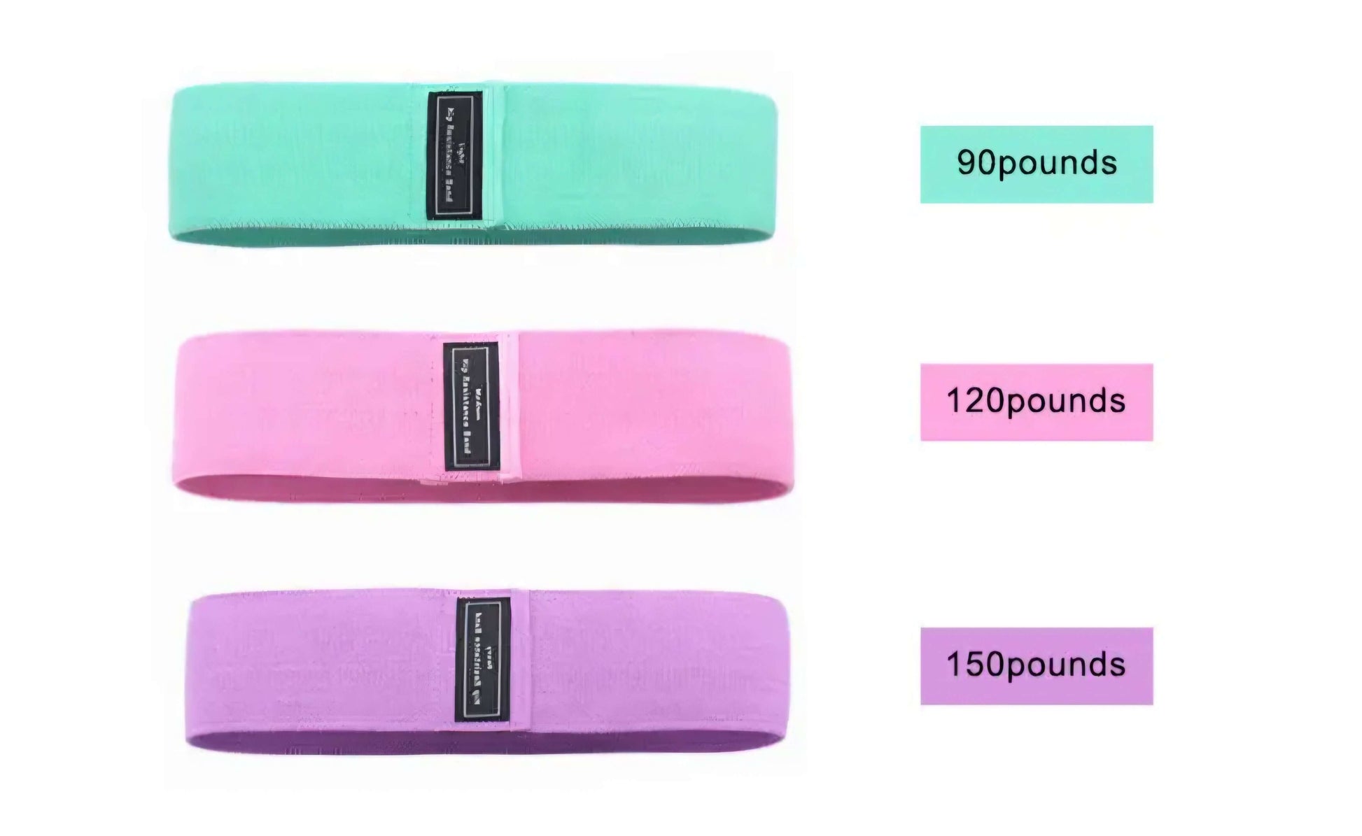 Fabric mini loop resistance bands with different resistance levels