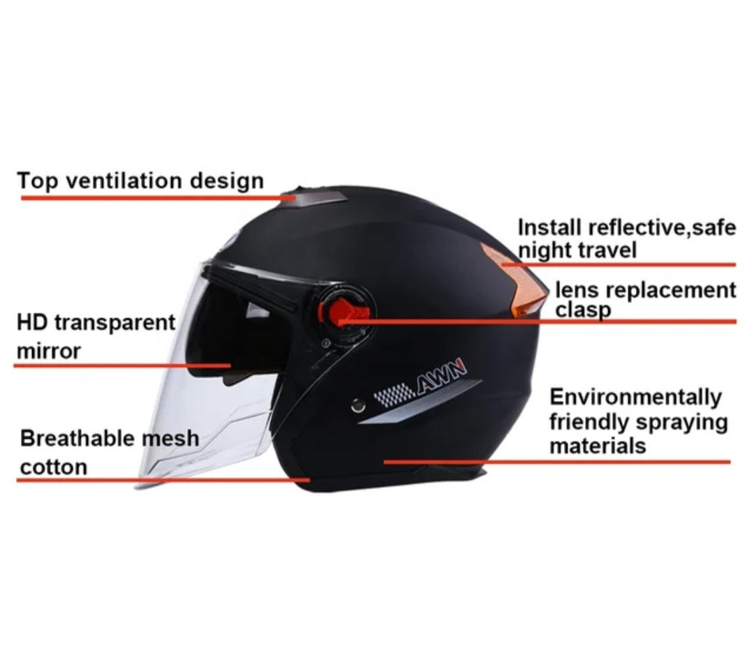3/4 moto helmet for safety