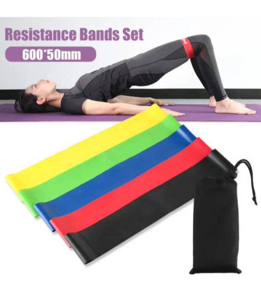 Set of 5 mini loops resistance bands with 5 different levels
