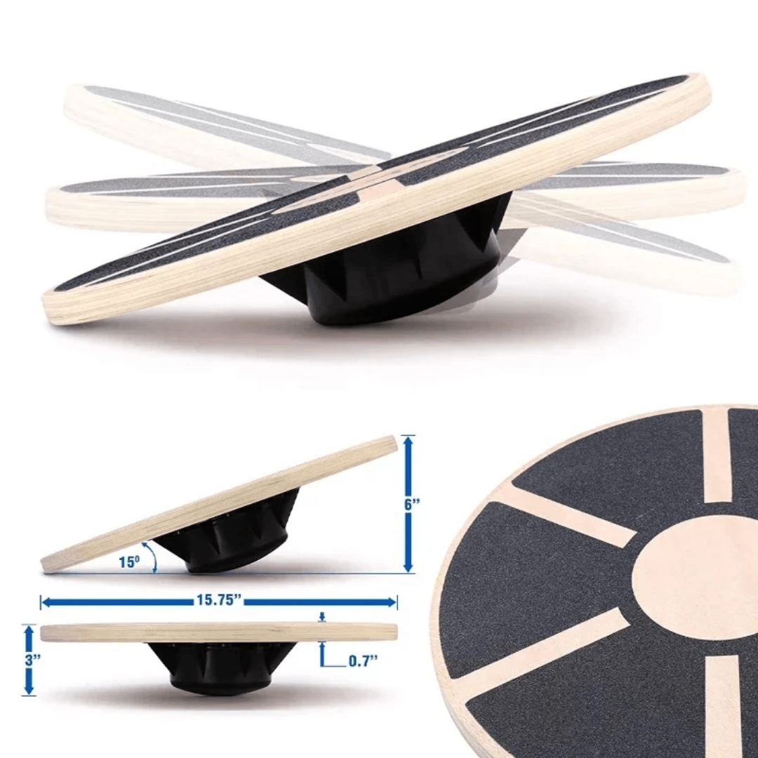 Wooden balance board with dimensions