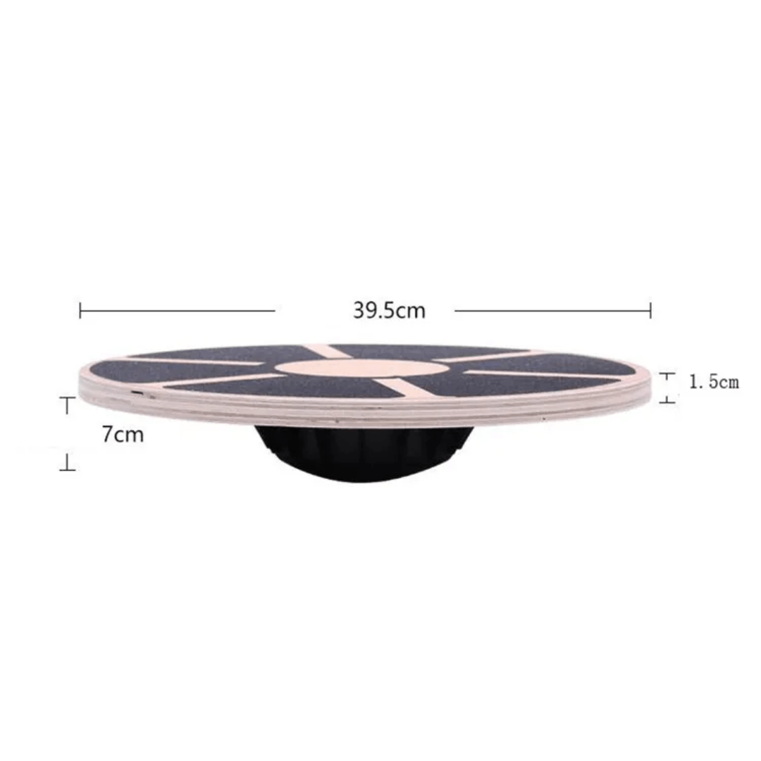 Measurement chart of a wooden spinning top with dimensions labeled on a white background
