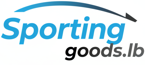 The logo for Sporting goods.lb, featuring the word 'Sporting' in a bold blue font with a dark blue and black swoosh above it, and 'goods.
