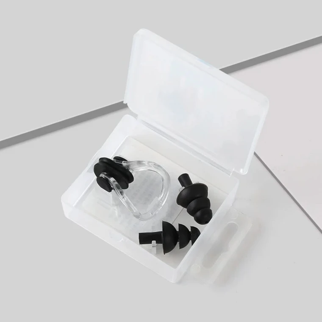 Swimming ear plugs and nose clip