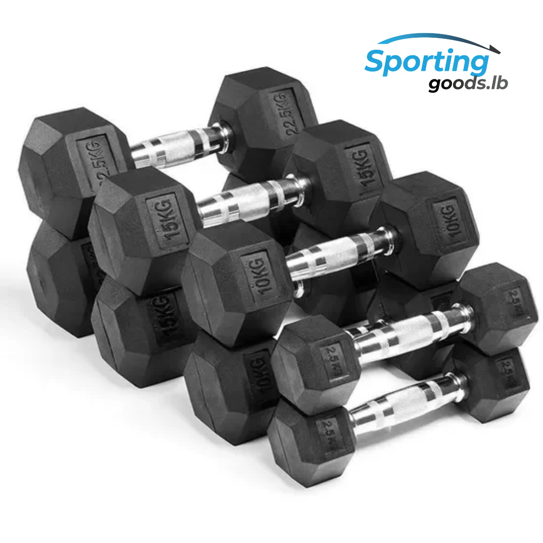 1 piece Hexagon rubber coated dumbbells